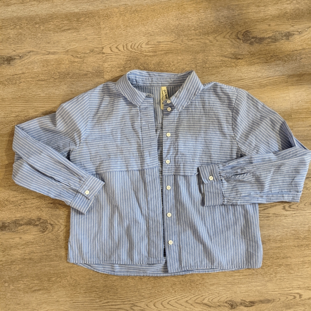 Cropped striped button up